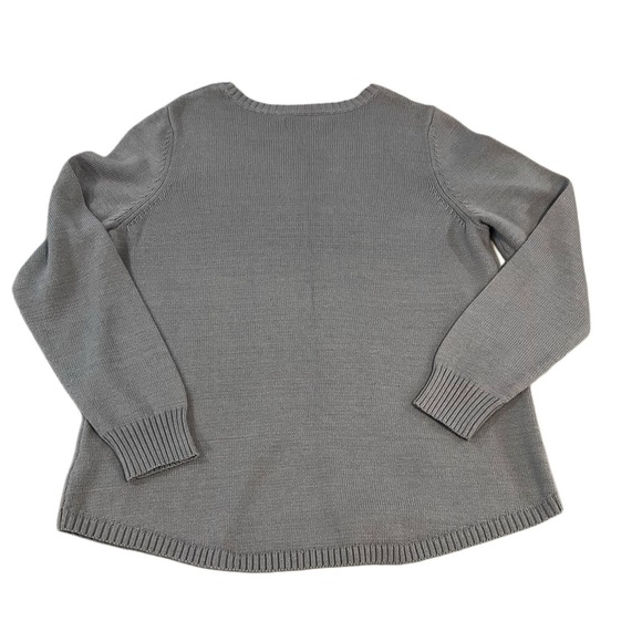 Women's Petite XL Gray Snowflake Sequin Knit Sweater Holiday Christmas Festive - Picture 4 of 6